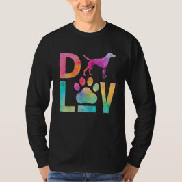 Colorful Dog Love Paw Watercolor Art T-Shirt