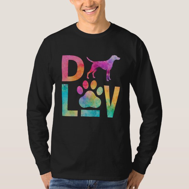Colorful Dog Love Paw Watercolor Art T-Shirt (Vorderseite)