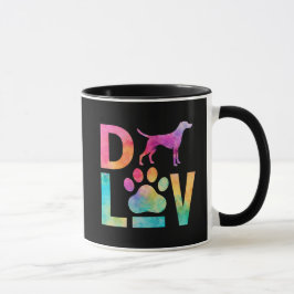 Colorful Dog Love Paw Watercolor Art Tasse