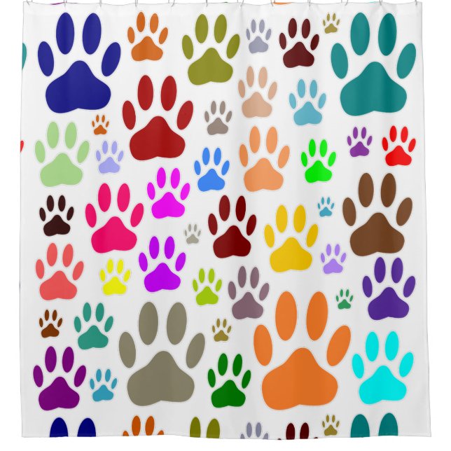 Colorful Dog Paw Duschvorhang (Vorderseite)