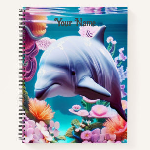 Colorful Dolphin in a Floral Ocean - Ocean Lover Notizbuch