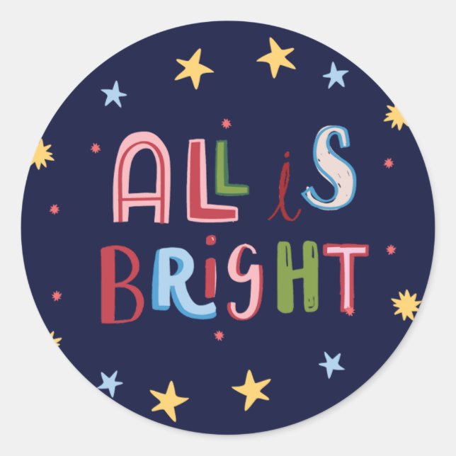 Colorful Doodle All ist eine helle Weihnachtskarte Runder Aufkleber (Vorderseite)