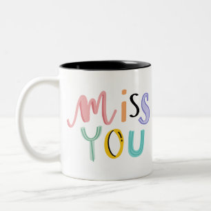 Colorful doodle Miss you cute typography Zweifarbige Tasse