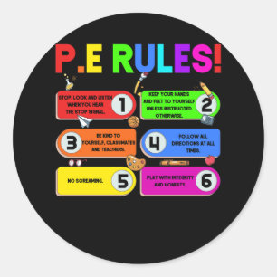 Colorful Doodle P.E. Lehrer Physische Bildung Ru Runder Aufkleber