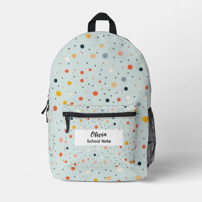 Colorful Dot Back to School Supplies  Bedruckter Rucksack (Vorderseite)