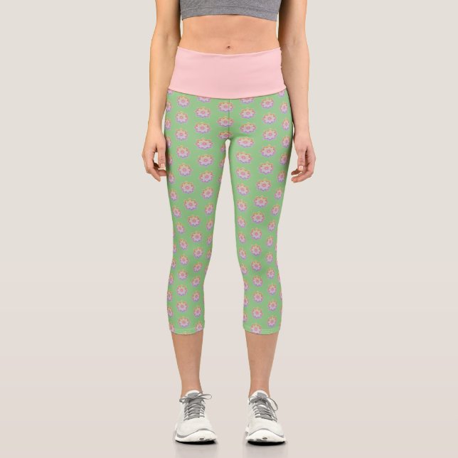 Colorful Dot Mandala Capri Leggings (Vorderseite)