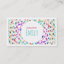Colorful Dot Sketch Babysitter Business Card