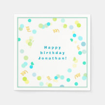 Colorful Dots Blue & Green Boy Happy Birthday