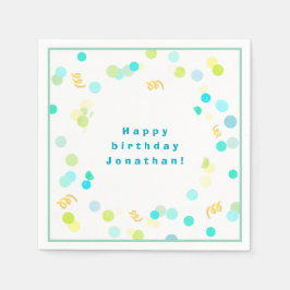 Colorful Dots Blue & Green Boy Happy Birthday Serviette