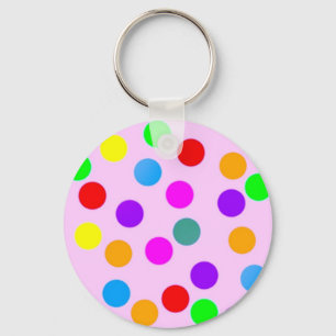 colorful_dots_on_pink schlüsselanhänger