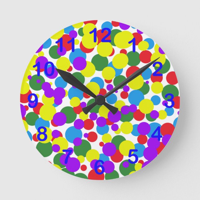 Colorful Dots Runde Wanduhr (Vorderseite)