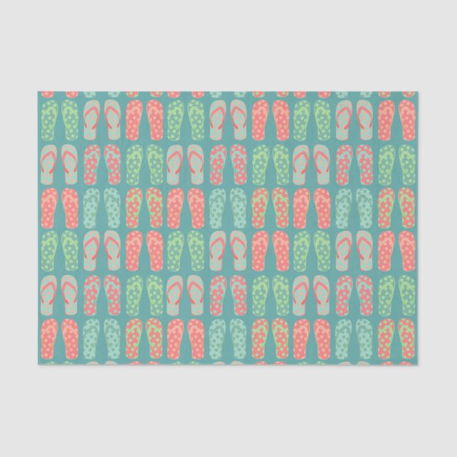 Colorful Dotty Flip Flop Pattern Teal Seidenpapier (Vorderseite)