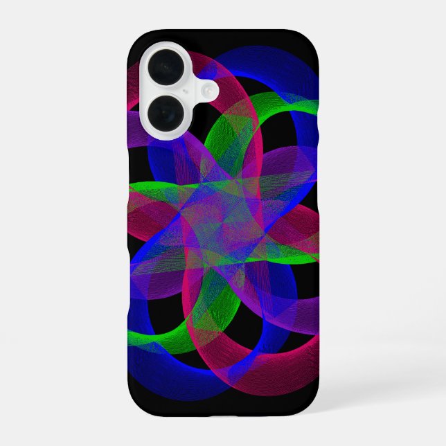 Colorful Double Loop Mesh Geometric iPhone 16 Case Hülle (Rückseite)