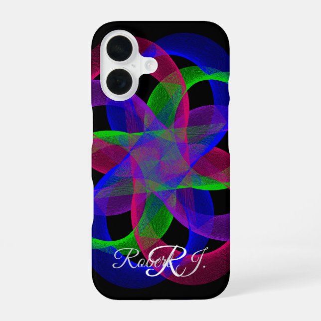 Colorful Double Loop Mesh Geometric iPhone 16 Case Hülle (Rückseite)