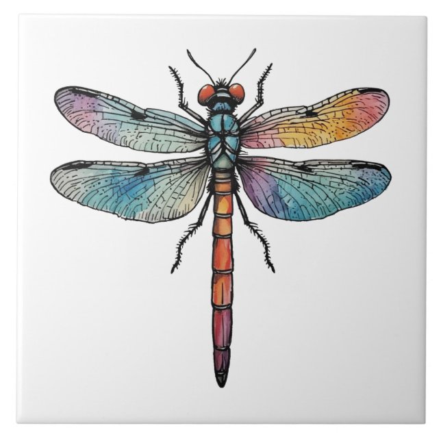 Colorful Dragonfly Fliese (Vorderseite)