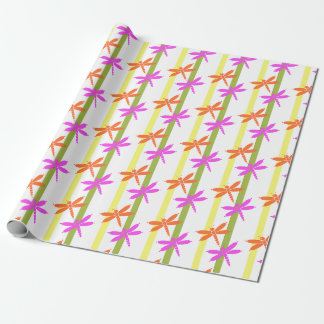Colorful Dragonfly Pattern Bright Summer Stripe Geschenkpapier