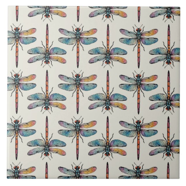 Colorful Dragonfly Pattern Fliese (Vorderseite)