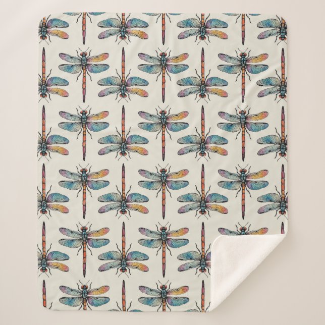 Colorful Dragonfly Pattern Sherpadecke (Vorderseite)