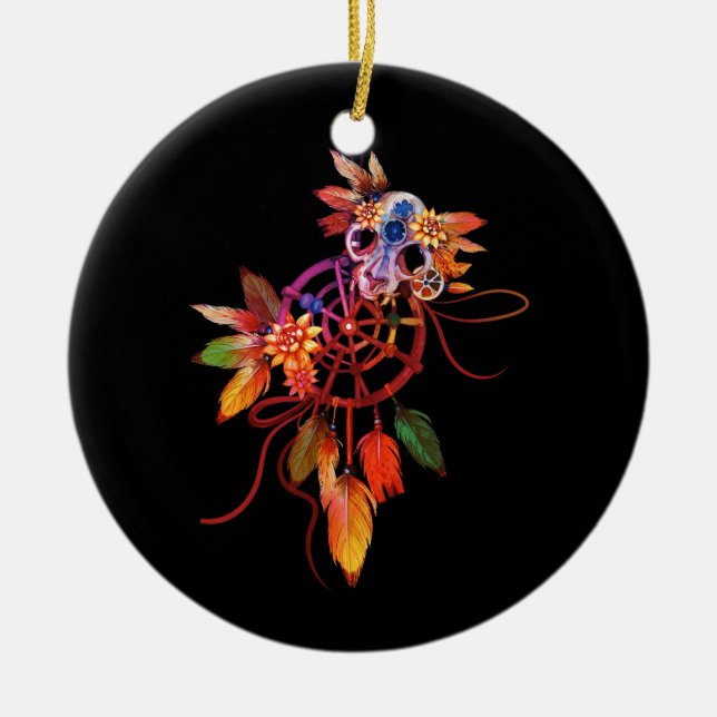 Colorful Dreamcatcher Feathers Tribal Native Ameri Keramik Ornament (Vorne)