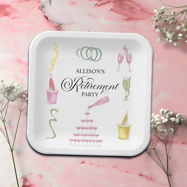 Colorful Drinks and Bottles Retirement Party Pappteller (Von Creator hochgeladen)