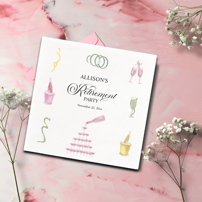 Colorful Drinks and Bottles Retirement Party Serviette (Von Creator hochgeladen)