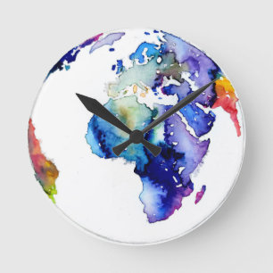 Colorful Earth Runde Wanduhr