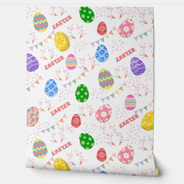 Colorful Easter Egg and Spring Bunting Pattern  Tapete (Abrollen)