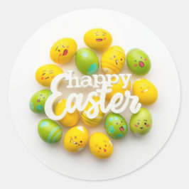 Colorful Easter Egg Hunt Classic Round Sticker 