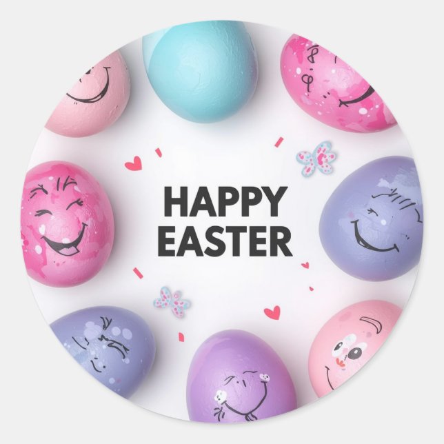 Colorful Easter Egg Hunt Classic Round Sticker  (Vorderseite)