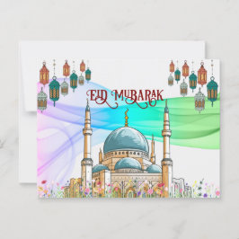 Colorful Eid Mubarak Card mit Moschee Postkarte