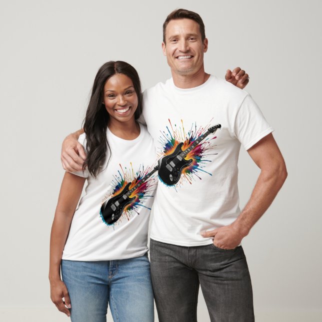 "Colorful Electric Guitar Burst T-Shirt für Musik  (Unisex)