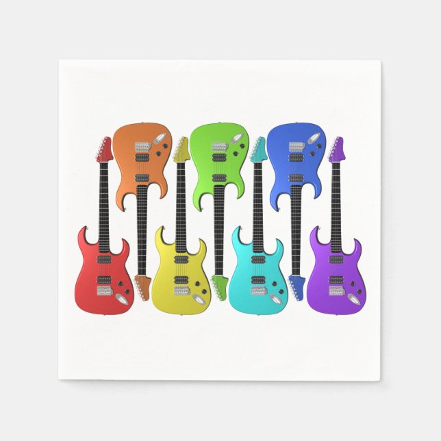 Colorful Electric Guitars Paper Napkins Serviette (Vorderseite)
