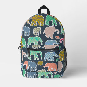 Colorful Elephants, Pattern Of Elephants, Zigzag Bedruckter Rucksack