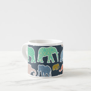 Colorful Elephants, Pattern Of Elephants, Zigzag Espressotasse