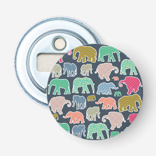 Colorful Elephants, Pattern Of Elephants, Zigzag Flaschenöffner