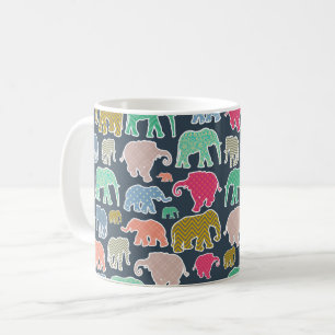 Colorful Elephants, Pattern Of Elephants, Zigzag Kaffeetasse
