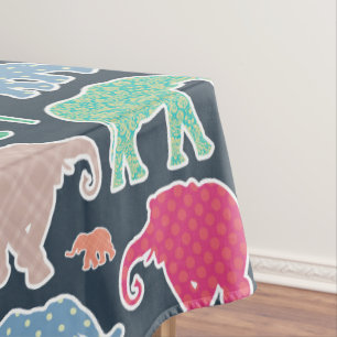 Colorful Elephants, Pattern Of Elephants, Zigzag Tischdecke