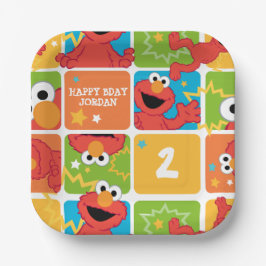 Colorful Elmo Grid Pattern Pappteller