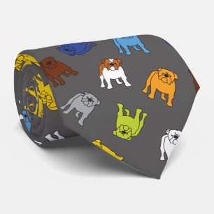 Colorful English Bulldog Multicolor Dog Krawatte