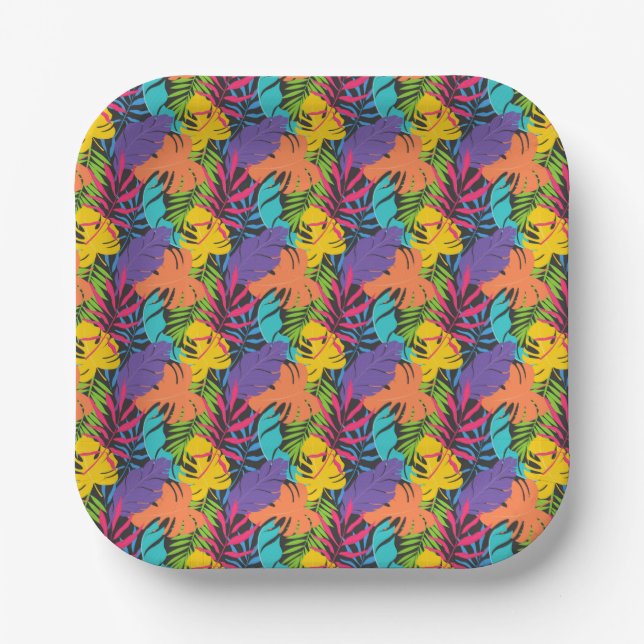 Colorful Exotic Tropical Leaves Pattern-23190 Pappteller (Vorderseite)