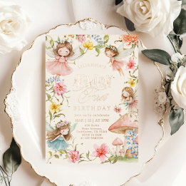 Colorful Fairy First Birthday Enchanted garden Folieneinladung