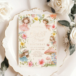 Colorful Fairy First Birthday Enchanted garden Folieneinladung