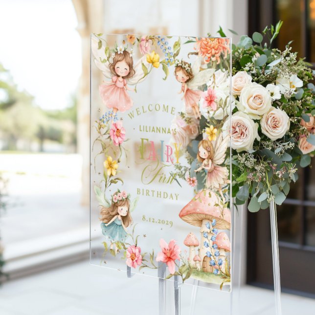 Colorful Fairy First Birthday Enchanted Welcome Acrylschild (Von Creator hochgeladen)