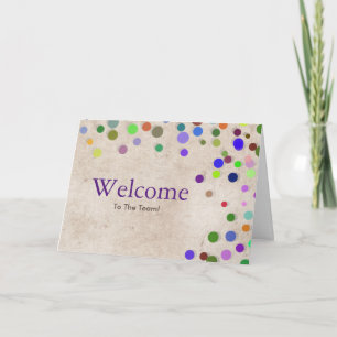 Colorful Falling Sparkles Polka Dots Welcome Card Karte