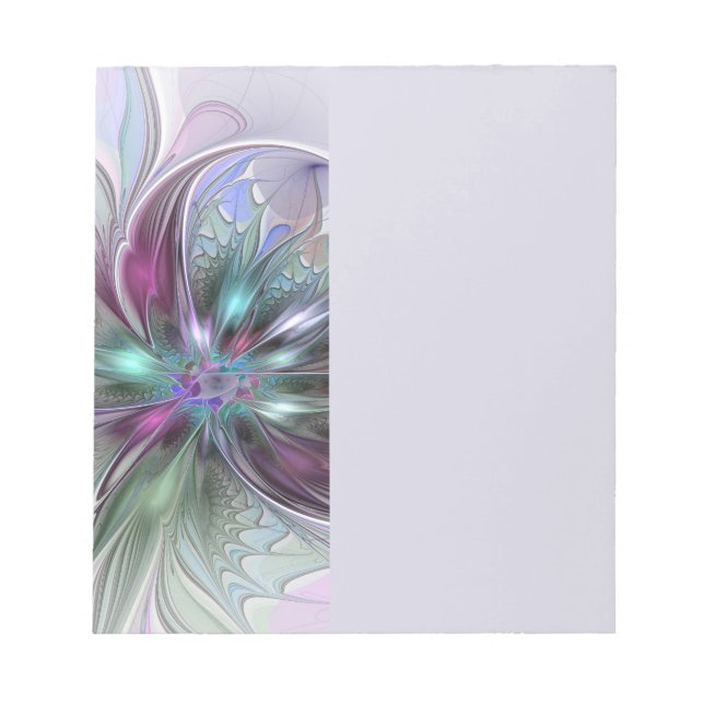 Colorful Fantasy Abstract Modern Fractal Flower Notizblock (Vorderseite)