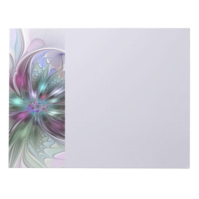Colorful Fantasy Abstract Modern Fractal Flower Notizblock (Vorderseite)