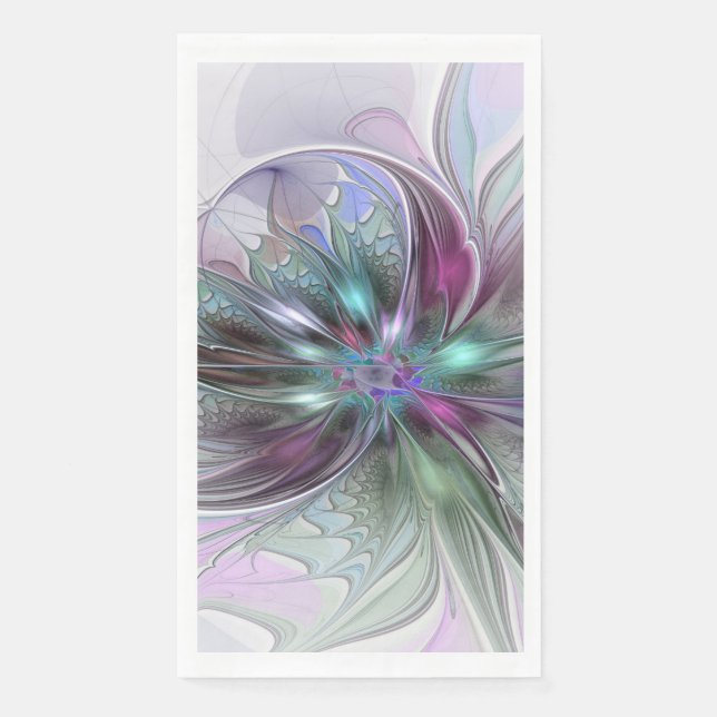 Colorful Fantasy Abstract Modern Fractal Flower Serviette (Vorderseite)