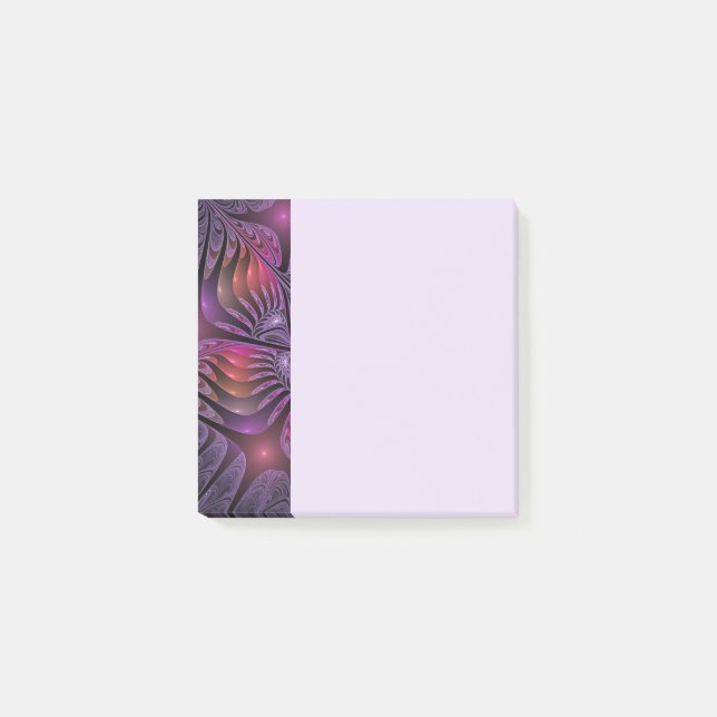 Colorful Fantasy Abstract Trippy Purple Fractal Post-it Klebezettel (Vorderseite)