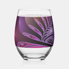 Colorful Fantasy Abstract Trippy Purple Fractal Weinglas Ohne Stiel