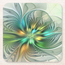 Colorful Fantasy Modern Abstract Flower Fractal Rechteckiger Pappuntersetzer